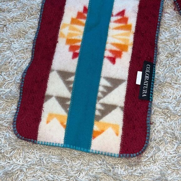 Beautiful Vintage Coloratura Southwest Wool Scarf Aztec Made in the USA  6ft - Picture 5 of 14
